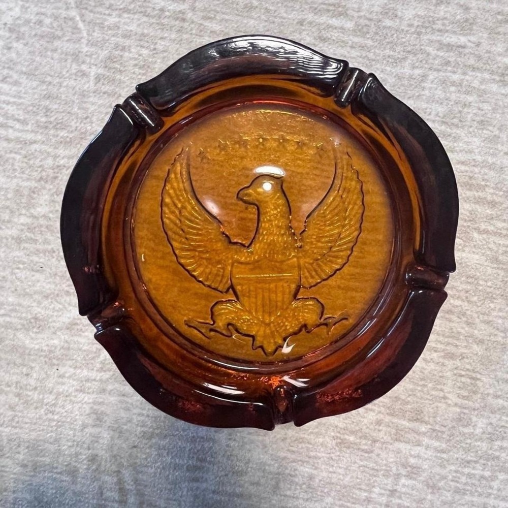 Vintage amber 10"‎ ashtray